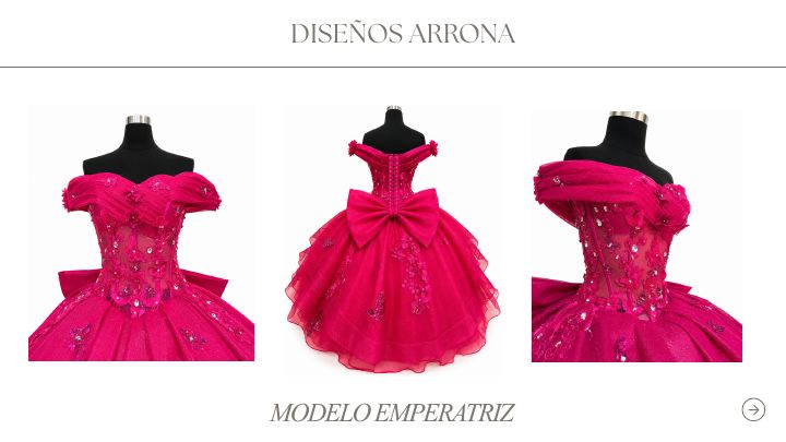 Modelo EMPERATRIZ de Diseños AR, vestido completo