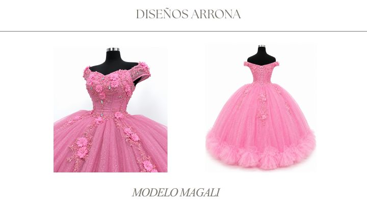 Modelo MAGALI de Diseños AR, vestido completo