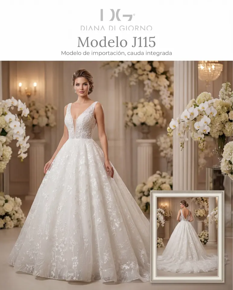 Modelo J115 de Diana Di Giorno, vestido completo